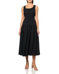 Lucky Brand - Poplin Lace Trimmed Smocked Midi Dress - Lyst