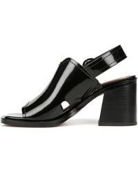 Franco Sarto - S Amy Slingback Block Heel Peep Toe Sandal Black Leather 6.5 M - Lyst