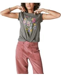 Lucky Brand - Faded Neon Floral Classic Crew - Lyst