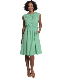 Maggy London - London Times Plus Size Sleeveless A-line Dress With Wooden Beaded Faux Side Drawstrings - Lyst