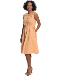 Maggy London - London Times Petite Sleeveless A-line Dress With Wooden Beaded Faux Side Drawstrings - Lyst
