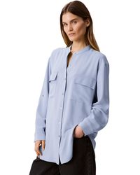 Calvin Klein - Crepe Relaxed Button-down Shirt Zen Blue - Lyst