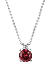 Amazon Essentials - Platinum Over Sterling Silver Created Ruby And Lab Grown Diamond Accent Two Stone Necklace - Lyst