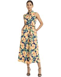 Maggy London - Button Front Sleeveless Midi Length Belted Pockets-collared Neck-summer Wedding Guest Dress - Lyst