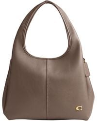 COACH - Polished Pebble Leather Lana Shoulder Bag Dark Stone One Size - Lyst