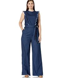 RACHEL Rachel Roy Nikita Ruffle Denim Jumpsuit - Blue