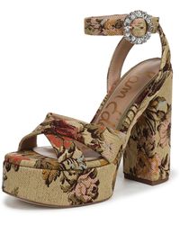 Sam Edelman - Savannah Heeled Sandal Natural Floral Multi Crystal 5.5 M - Lyst