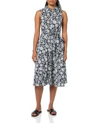 Tommy Hilfiger - Sleeveless Collared Button Front Tie Waist Midi Shirt Dress Kleid - Lyst