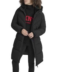 DKNY - Length Puffer Coat With Hood And Adjustable Internal Drawcord – Quilted Long Winter - Lyst