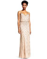 Adrianna Papell Gown - Sleeveless Beaded in Black/Nude (Natural) | Lyst
