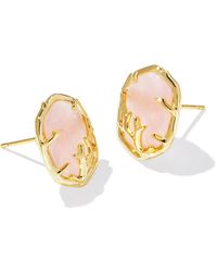 Kendra Scott - , S, Daphne Coral Frame Stud Earrings, Gold Rose Quartz, One Size - Lyst