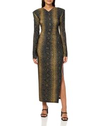 Norma Kamali - Long Sleeve Shoulder Pad Side Slit Gown - Lyst