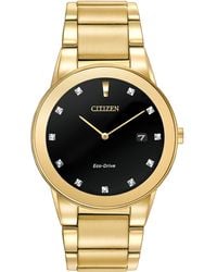 Citizen - Eco-drive Modern Axiom Diamond Watch In Gold-tone Stainless Steel - Lyst