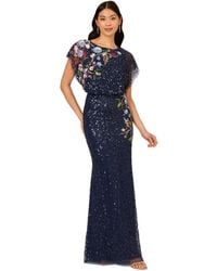 Adrianna Papell - Plus Size Beaded Mermaid Long Dress - Lyst