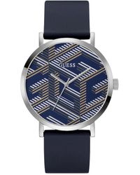 Guess - Navy Strap Navy Dial Silver Tone - Lyst