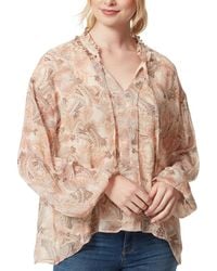Jessica Simpson - Womens Celeste Neck Tie Long Sleeve Boho Top Blouse - Lyst