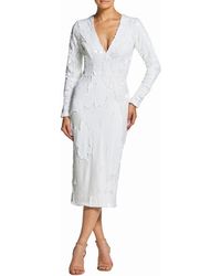 Dress the Population - Elizabeth Plunging Sequin Midi Long Sleeve Sheath Dress Dress - Lyst