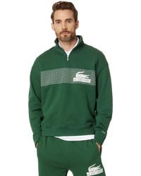 Lacoste - Loose Fit High Neck 1/4 Zip Sweatshirt With Front Tennis Net Graphic - Lyst
