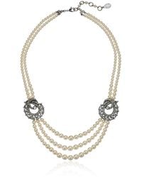 Ben-Amun - Pearl & Crystal Deco Station Pearl Strand Costume Jewelry Necklace For Bridal Wedding Anniversary - Lyst
