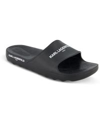 Karl Lagerfeld - Paris Logo Print On Band Pool Slide Sandal - Lyst