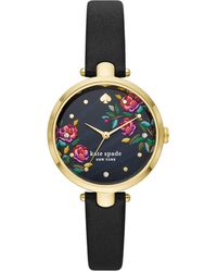 Kate Spade - Holland Three-hand Black Leather Watch - Lyst