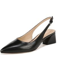 Franco Sarto - S Racer Slingback Low Block Heel Pointed Toe Pump Black Leather 12 W - Lyst
