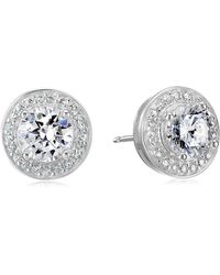 Amazon Essentials Yellow Gold Plated Sterling Silver Cubic Zirconia Halo Stud Earrings - Metallic
