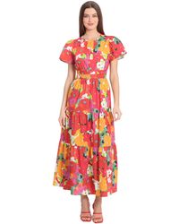 Maggy London - S Dresses Stretch Cotton Poplin Tiered Maxi - Lyst
