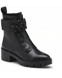Karl Lagerfeld - Paris Lug-sole Maeva Combat Boot With A Crystal Detailed Fashion - Lyst
