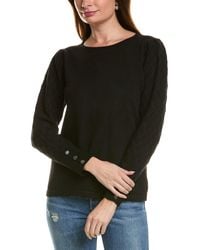 Anne Klein - Crew Neck With Diamond Stitch Sleeves - Lyst