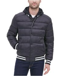 Guess - Mens Varsity Puffer With Hood Jacket - Lyst