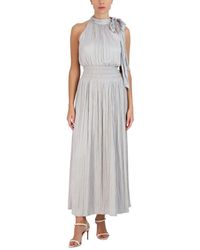 BCBGMAXAZRIA - Fit And Flare Maxi Dress Sleeveless Smocked Waist Halter Neck Bow Detail - Lyst