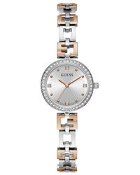 Guess - Two-tone G-link Silver Dial Silver - Lyst