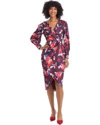 Maggy London - Dresses V-neck Surplus Bodice Faux Wrap High-low Dress Event Occasion Guest Of Wedding - Lyst