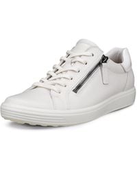 Ecco - Soft 7 Lace Zip White Leather S Trainers 490553-50696 - Lyst