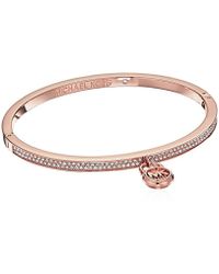 Lyst Michael Kors Logo Love Bangle Bracelet With Padlock Charm In Michael Kors S Steel Pave Padlock Bracelet Lyst