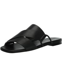 Vince - S Dylan Cross Strap Slide Sandal Black Leather 8.5 M - Lyst