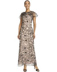 Maggy London - Ankle-length Evening Gown-cap Sleeves And Flowing A-line Silhouette-elegant Keyhole Back Formal Dress - Lyst