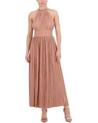 BCBGMAXAZRIA Women's One Shoulder Sunburst Pleated Maxi Dress - Foiled Georgette, Machine Washable, Perfect For Parties & Weddings