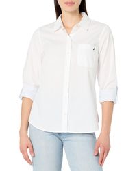 Nautica - S Button Front Long Sleeve Roll Tab Shirt - Lyst
