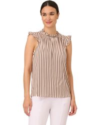 Adrianna Papell - Mock Neck Print Top With Ruffled Details - Lyst