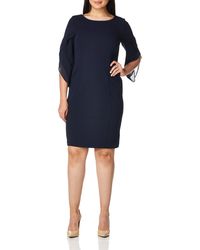 DKNY - Womens Sheath With 3/4 Chiffon Sleeve Dress - Lyst