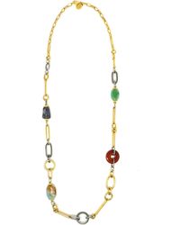 Ben-Amun - Ben-amun Bohemian Chain Link 24k Gold Plated Necklace With Colorful Stones - Lyst