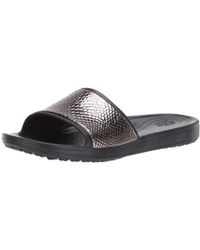 women's crocs sloane metallic texture slide