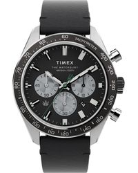 Timex - 's Waterbury Diver Chronograph Automatic 41mm Watch – Black Dial Stainless Steel Case With Black Leather - Lyst