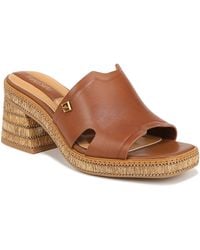 Franco Sarto - S Florence Fashion Slide Heeled Sandals Cognac Brown Leather 10 M - Lyst