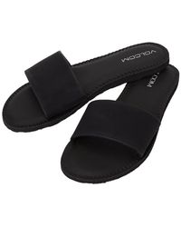 Volcom - Simple Synthetic Leather Strap Slide Sandal - Lyst