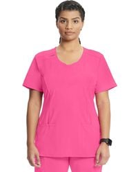 CHEROKEE - Infinity Round Neck Scrub Top For 4-way Stretch 3 Pockets With Side Vents And Rib-knit Back Pane Plus Size 2624a - Lyst