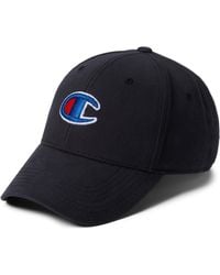 Champion - Hat, Classic Cotton Twill, Baseball, Adjustable Leather Strap Cap For , Black 3d C Logo, One Size - Lyst