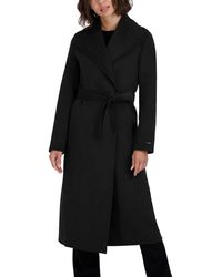 Tahari - Womens Maxi Double Face Wool Blend Wrap Coat Jacket - Lyst